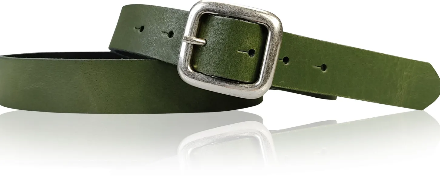 SIENA: basic Jeansgürtel 3 cm mit quadratischer silberner Gürtelschnalle, echt Ledergürtel