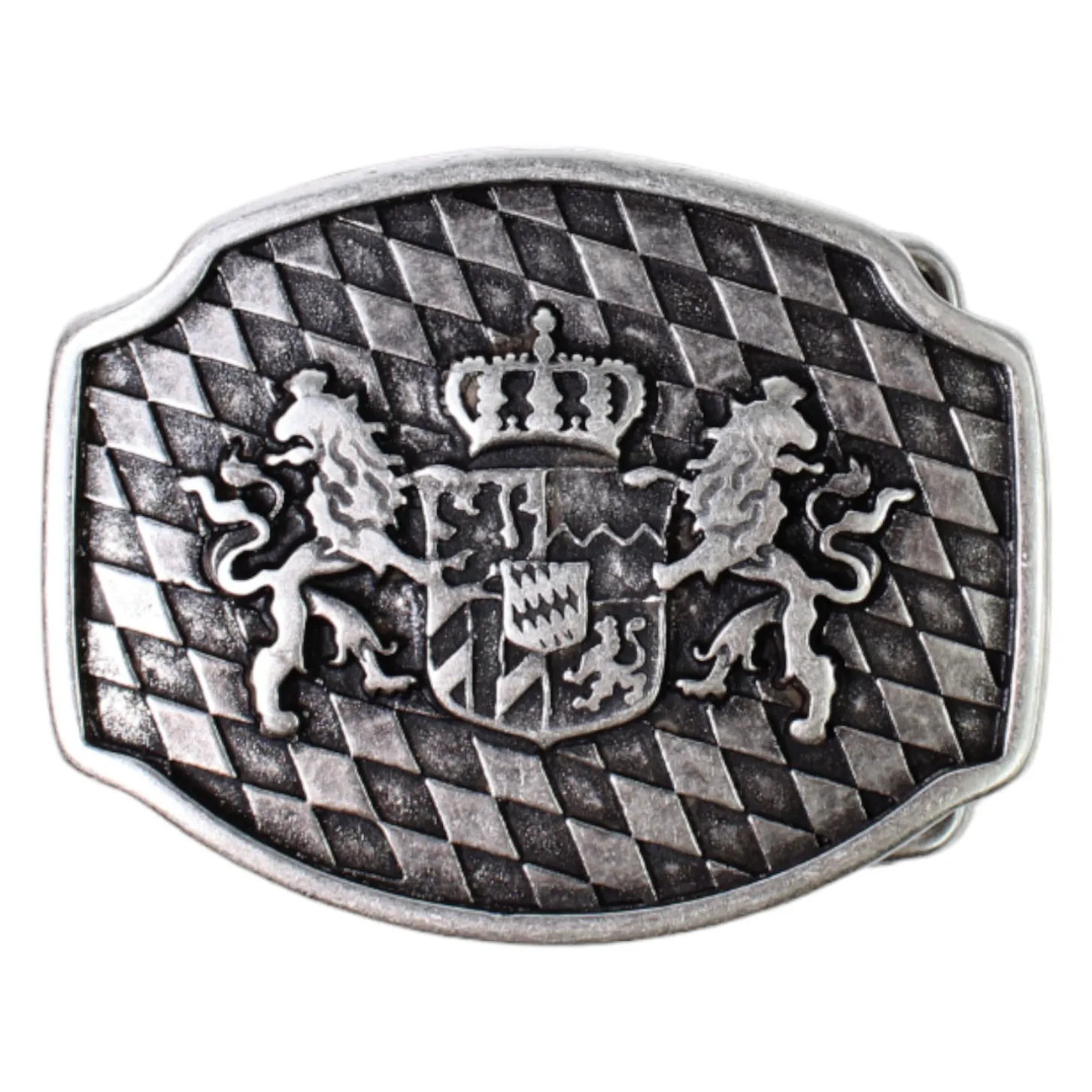 Silberne Trachtengürtelschnalle, Bayerisches Wappen Trachten Buckle für 4 cm Gürtel