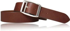 Sportiver Ledergürtel 4 cm, hochwertige Metallschnalle, versilbert, kratzfest lackiert, Narbenleder