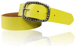 STELLA funkelnder Damen Ledergürtel 4 cm mit Strass Gürtelschnalle oval, echt Leder