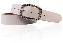 STELLA funkelnder Damen Ledergürtel 4 cm mit Strass Gürtelschnalle oval, echt Leder