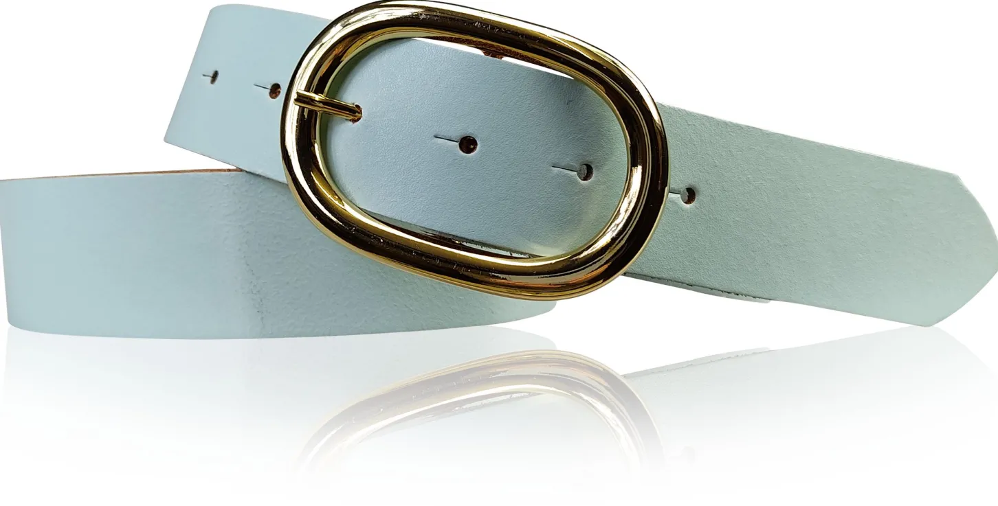 TARA: Damen Ledergürtel mit vergoldeter ovaler Gürtelschnalle in vielen Farben, 4 cm