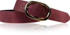 TARA: Damen Ledergürtel mit vergoldeter ovaler Gürtelschnalle in vielen Farben, 4 cm