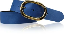 TARA: Damen Ledergürtel mit vergoldeter ovaler Gürtelschnalle in vielen Farben, 4 cm