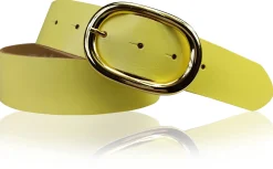 TARA: Damen Ledergürtel mit vergoldeter ovaler Gürtelschnalle in vielen Farben, 4 cm
