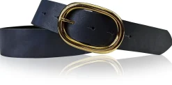 TARA: Damen Ledergürtel mit vergoldeter ovaler Gürtelschnalle in vielen Farben, 4 cm