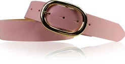 TARA: Damen Ledergürtel mit vergoldeter ovaler Gürtelschnalle in vielen Farben, 4 cm