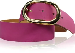 TARA: Damen Ledergürtel mit vergoldeter ovaler Gürtelschnalle in vielen Farben, 4 cm