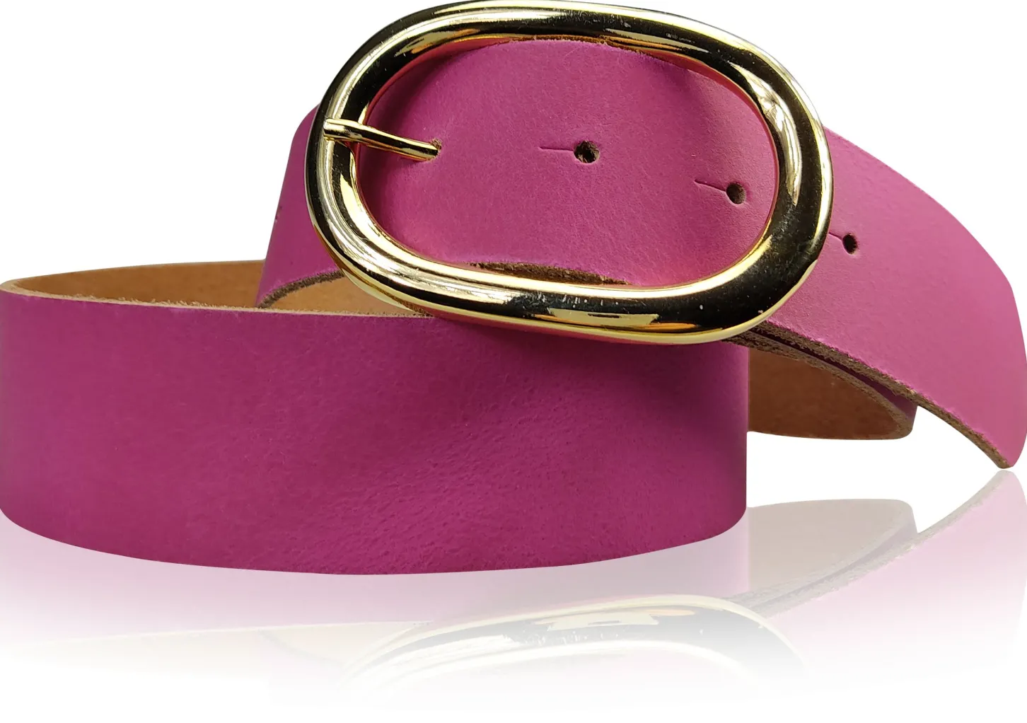 TARA: Damen Ledergürtel mit vergoldeter ovaler Gürtelschnalle in vielen Farben, 4 cm