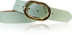 TARA: Damen Ledergürtel mit vergoldeter ovaler Gürtelschnalle in vielen Farben, 4 cm