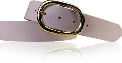 TARA: Damen Ledergürtel mit vergoldeter ovaler Gürtelschnalle in vielen Farben, 4 cm