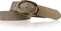 TARA: Damen Ledergürtel mit vergoldeter ovaler Gürtelschnalle in vielen Farben, 4 cm