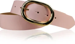 TARA: Damen Ledergürtel mit vergoldeter ovaler Gürtelschnalle in vielen Farben, 4 cm