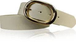 TARA: Damen Ledergürtel mit vergoldeter ovaler Gürtelschnalle in vielen Farben, 4 cm