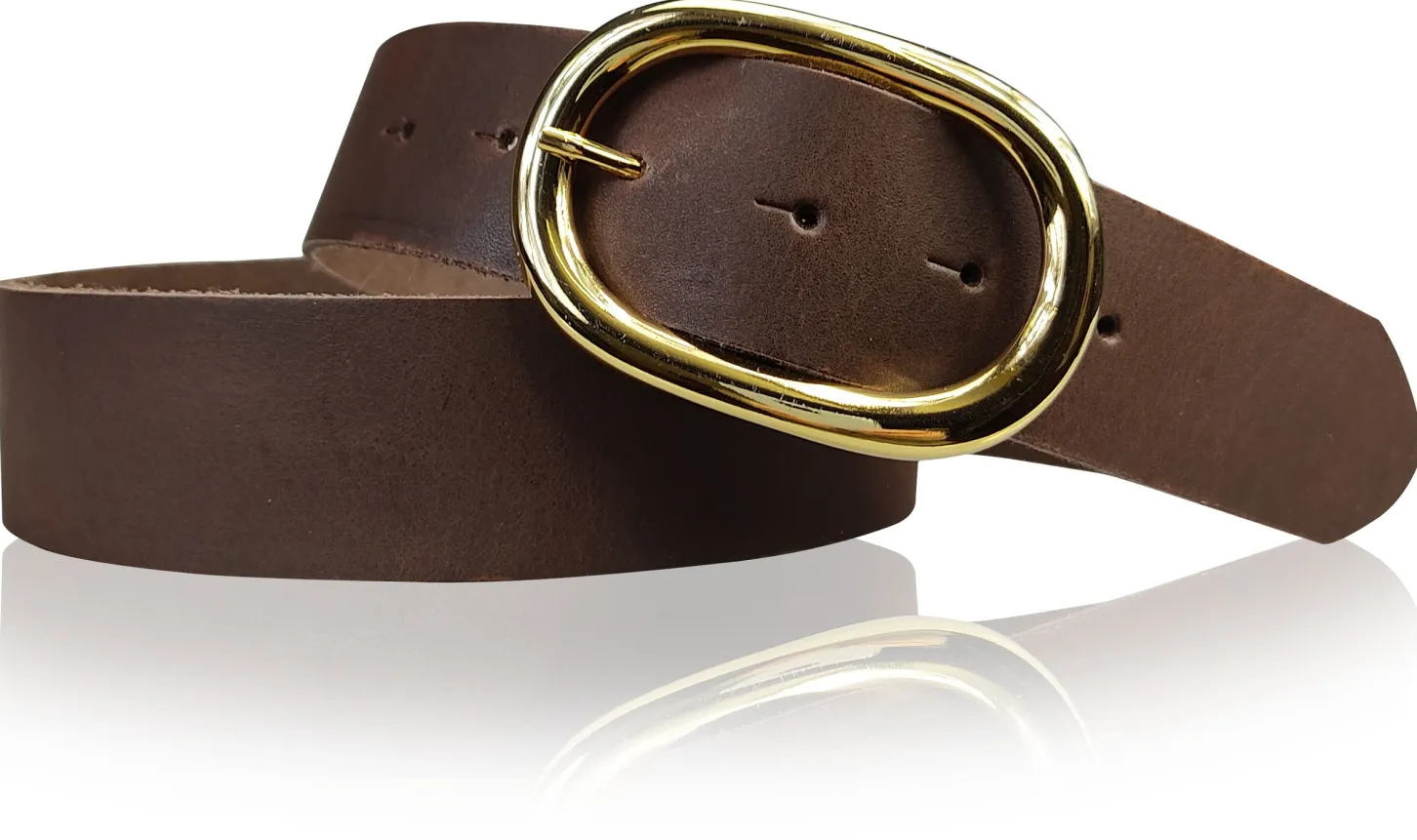 TARA: Damen Ledergürtel mit vergoldeter ovaler Gürtelschnalle in vielen Farben, 4 cm