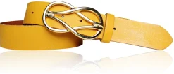 TOLEDO Damen Ledergürtel 4 cm mit goldener Schmuckschnalle, echt vergoldet