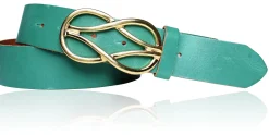 TOLEDO Damen Ledergürtel 4 cm mit goldener Schmuckschnalle, echt vergoldet