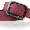 TURIN: breiter Damen Ledergürtel 5 cm mit schwarzer gunmetal Gürtelschnalle, echt Leder