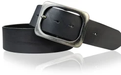 TURIN: breiter Damen Ledergürtel 5 cm mit schwarzer gunmetal Gürtelschnalle, echt Leder