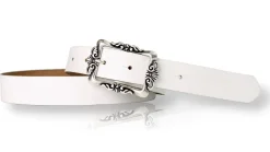 VALENCE: Ledergürtel 3 cm mit Blumen Gürtelschnalle, florale Gürtelschnalle, echt Leder