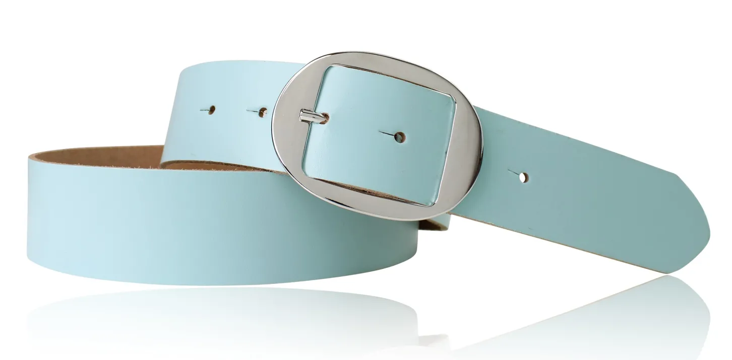 VANCOUVER: sportlicher Damen Ledergürtel 4 cm mit ovaler Gürtelschnalle in silber, echt Ledergürtel