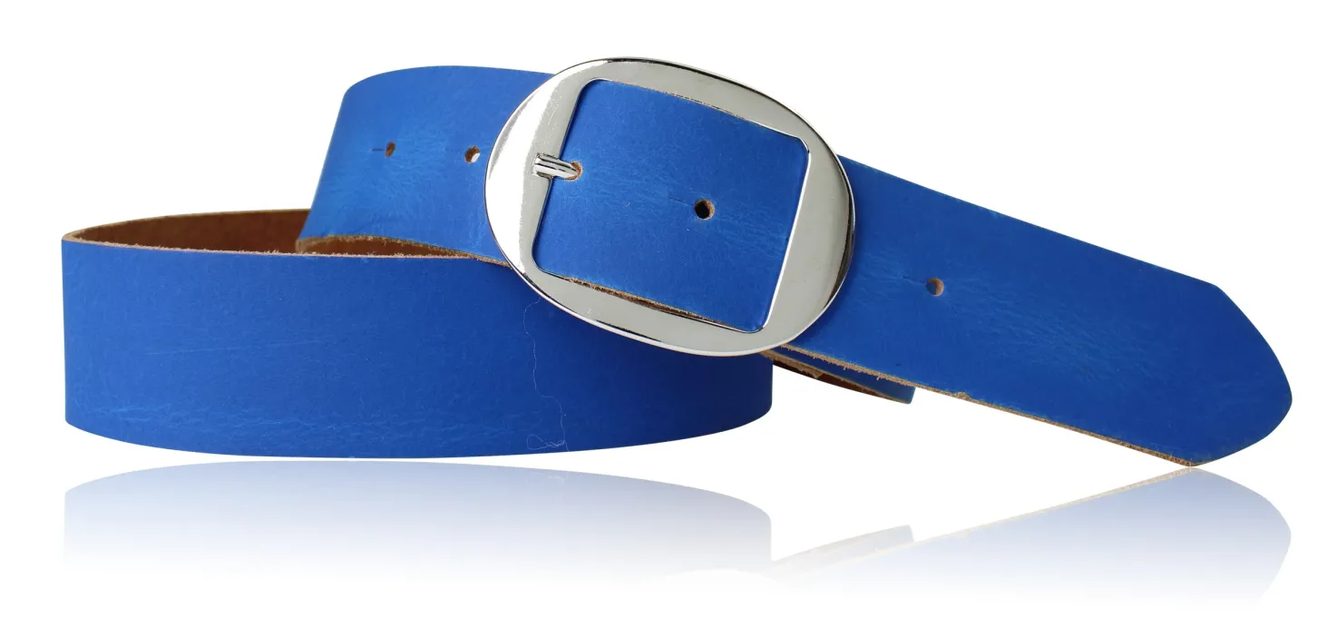 VANCOUVER: sportlicher Damen Ledergürtel 4 cm mit ovaler Gürtelschnalle in silber, echt Ledergürtel
