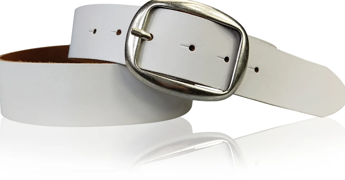 VARESE modischer Damen Ledergürtel, 4 cm, Altsilberschnalle viele Farben, echt Leder