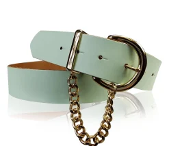 VITTORIA: Damen Ledergürtel 4 cm mit goldener Kette und Gürtelschnalle, echt Ledergürtel plastikfrei