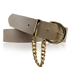 VITTORIA: Damen Ledergürtel 4 cm mit goldener Kette und Gürtelschnalle, echt Ledergürtel plastikfrei