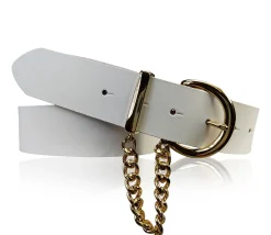 VITTORIA: Damen Ledergürtel 4 cm mit goldener Kette und Gürtelschnalle, echt Ledergürtel plastikfrei