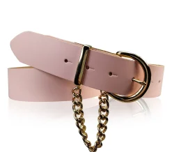 VITTORIA: Damen Ledergürtel 4 cm mit goldener Kette und Gürtelschnalle, echt Ledergürtel plastikfrei