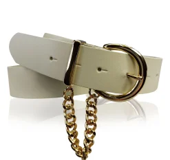 VITTORIA: Damen Ledergürtel 4 cm mit goldener Kette und Gürtelschnalle, echt Ledergürtel plastikfrei