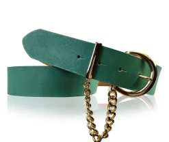 VITTORIA: Damen Ledergürtel 4 cm mit goldener Kette und Gürtelschnalle, echt Ledergürtel plastikfrei