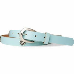 WIESNFREUDE Trachtengürtel für Damen mit Edelweiß aufgenietet, 2,5 cm