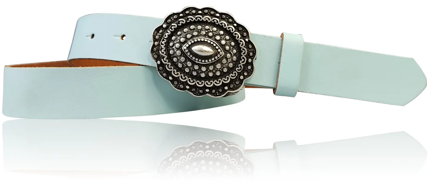 ZÜRS Landhaus Gürtel Damen 3 cm verzierte Gürtelschnalle echt Leder