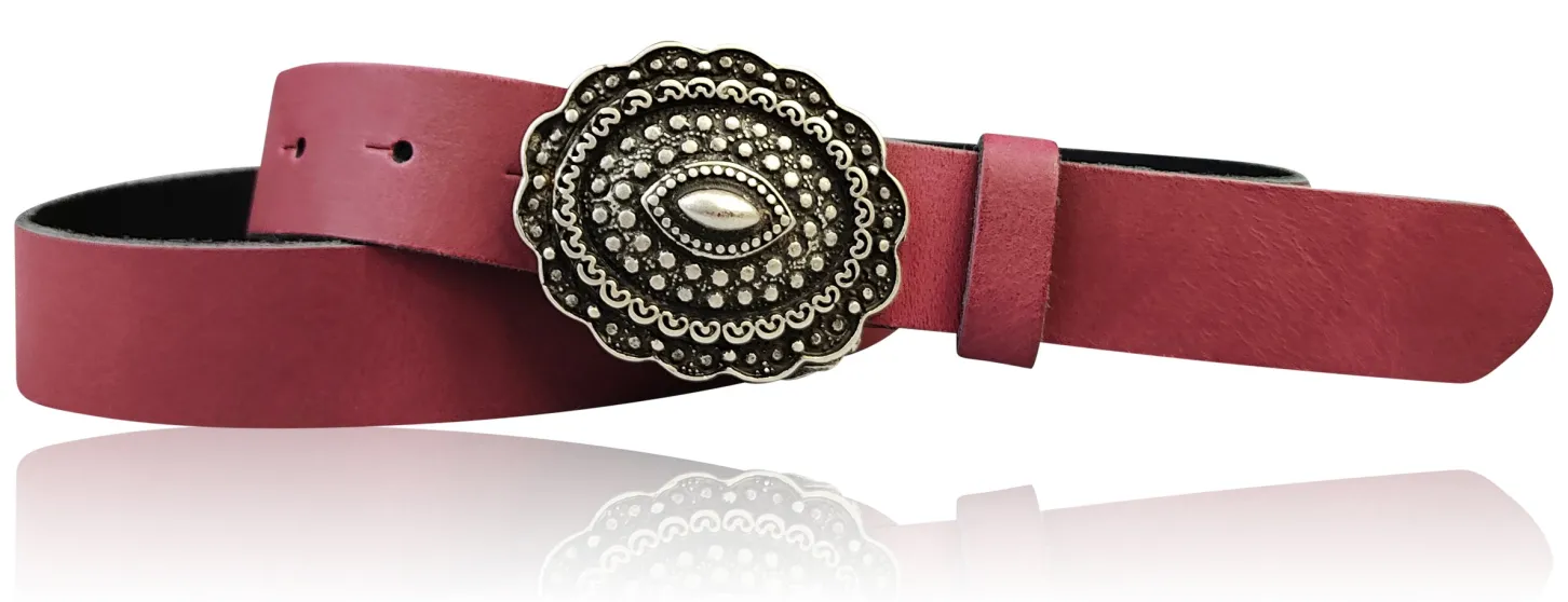 ZÜRS Landhaus Gürtel Damen 3 cm verzierte Gürtelschnalle echt Leder