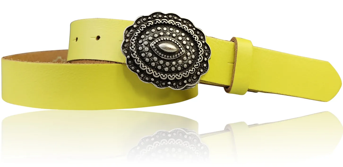 ZÜRS Landhaus Gürtel Damen 3 cm verzierte Gürtelschnalle echt Leder