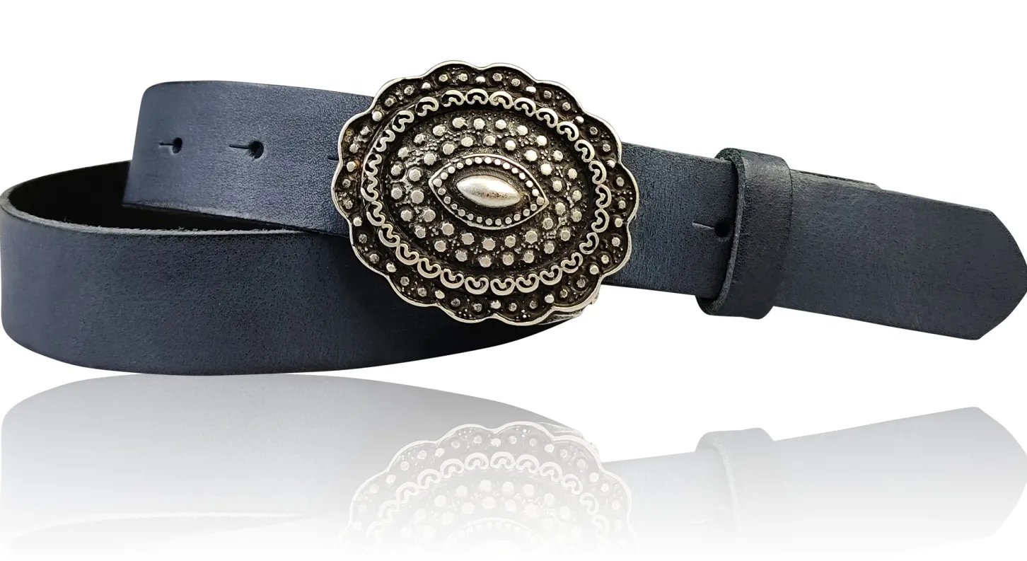 ZÜRS Landhaus Gürtel Damen 3 cm verzierte Gürtelschnalle echt Leder