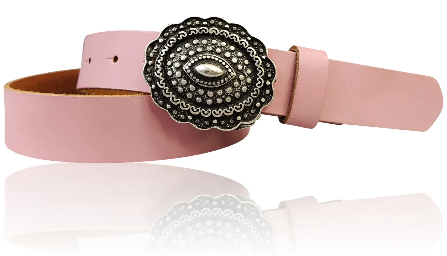 ZÜRS Landhaus Gürtel Damen 3 cm verzierte Gürtelschnalle echt Leder