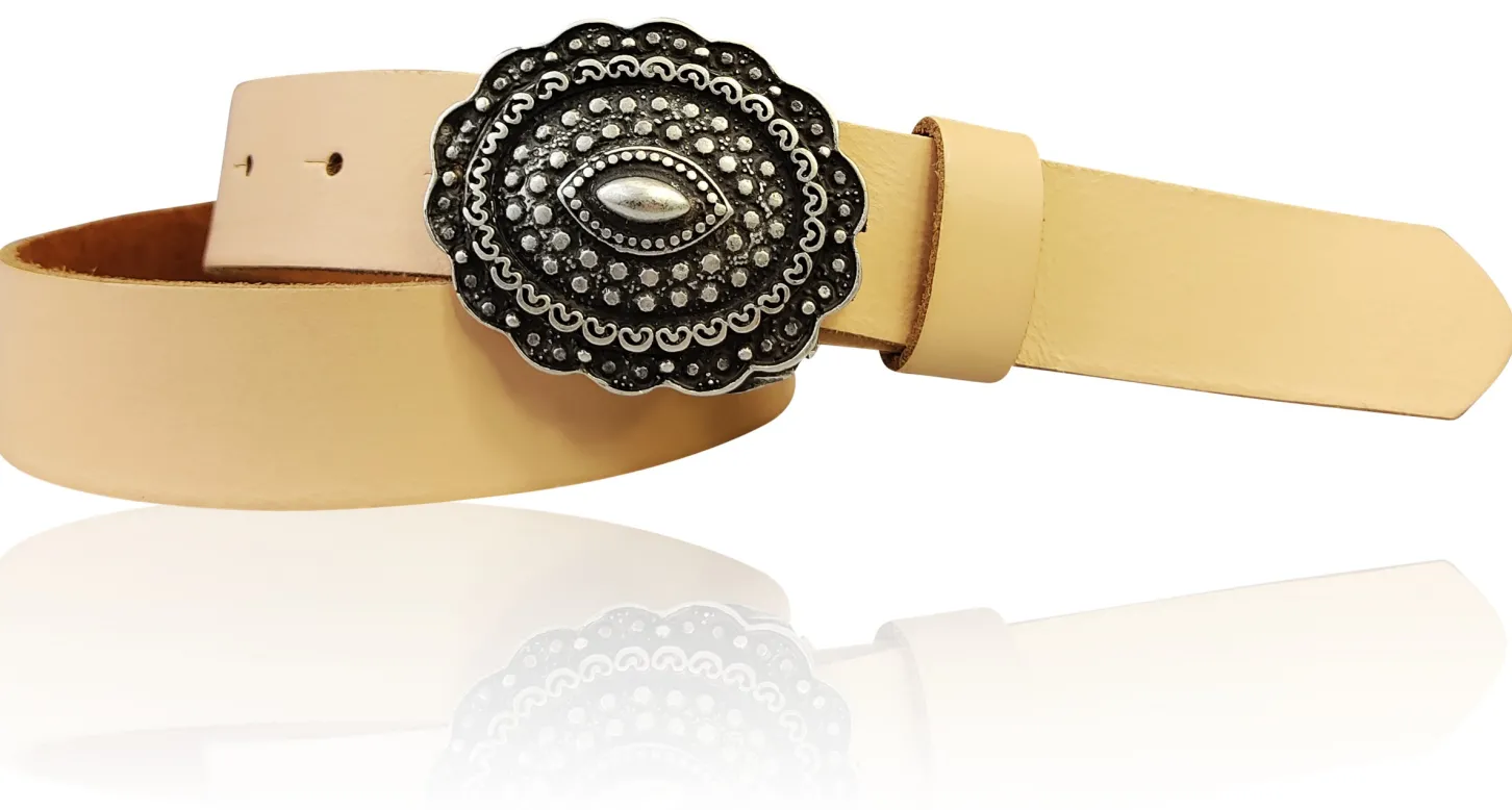 ZÜRS Landhaus Gürtel Damen 3 cm verzierte Gürtelschnalle echt Leder