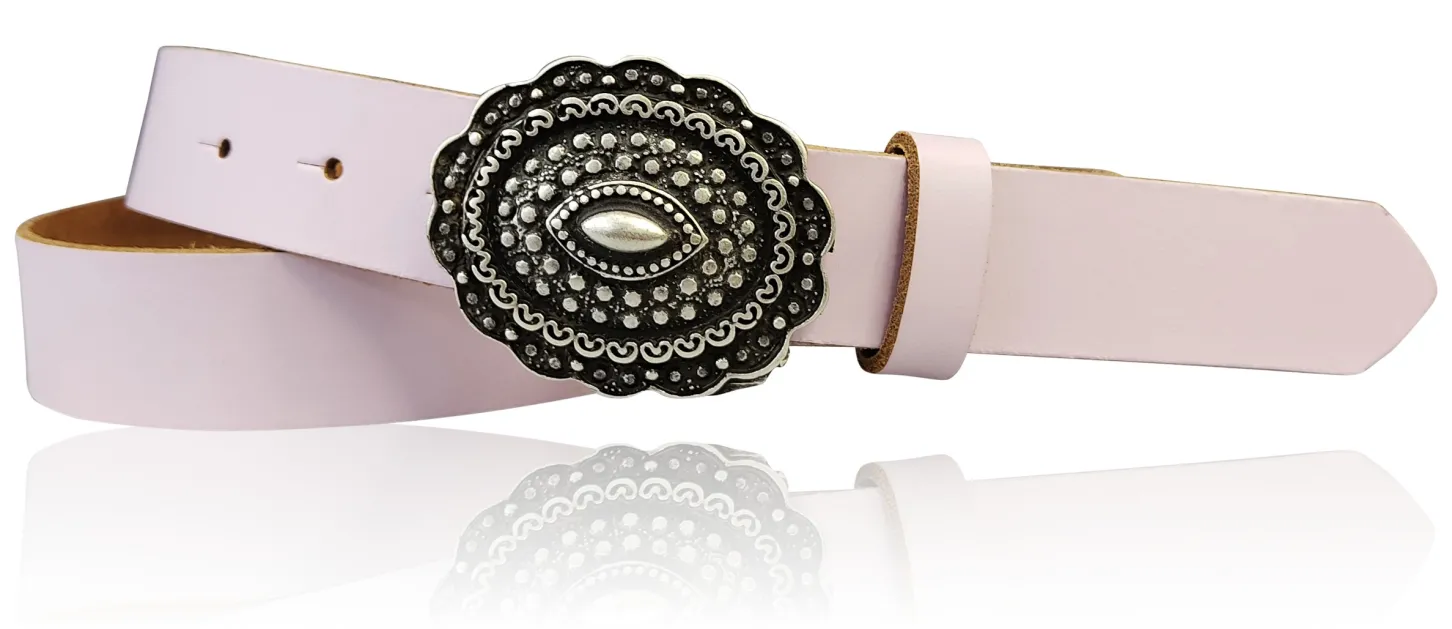 ZÜRS Landhaus Gürtel Damen 3 cm verzierte Gürtelschnalle echt Leder