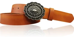 ZÜRS Landhaus Gürtel Damen 3 cm verzierte Gürtelschnalle echt Leder