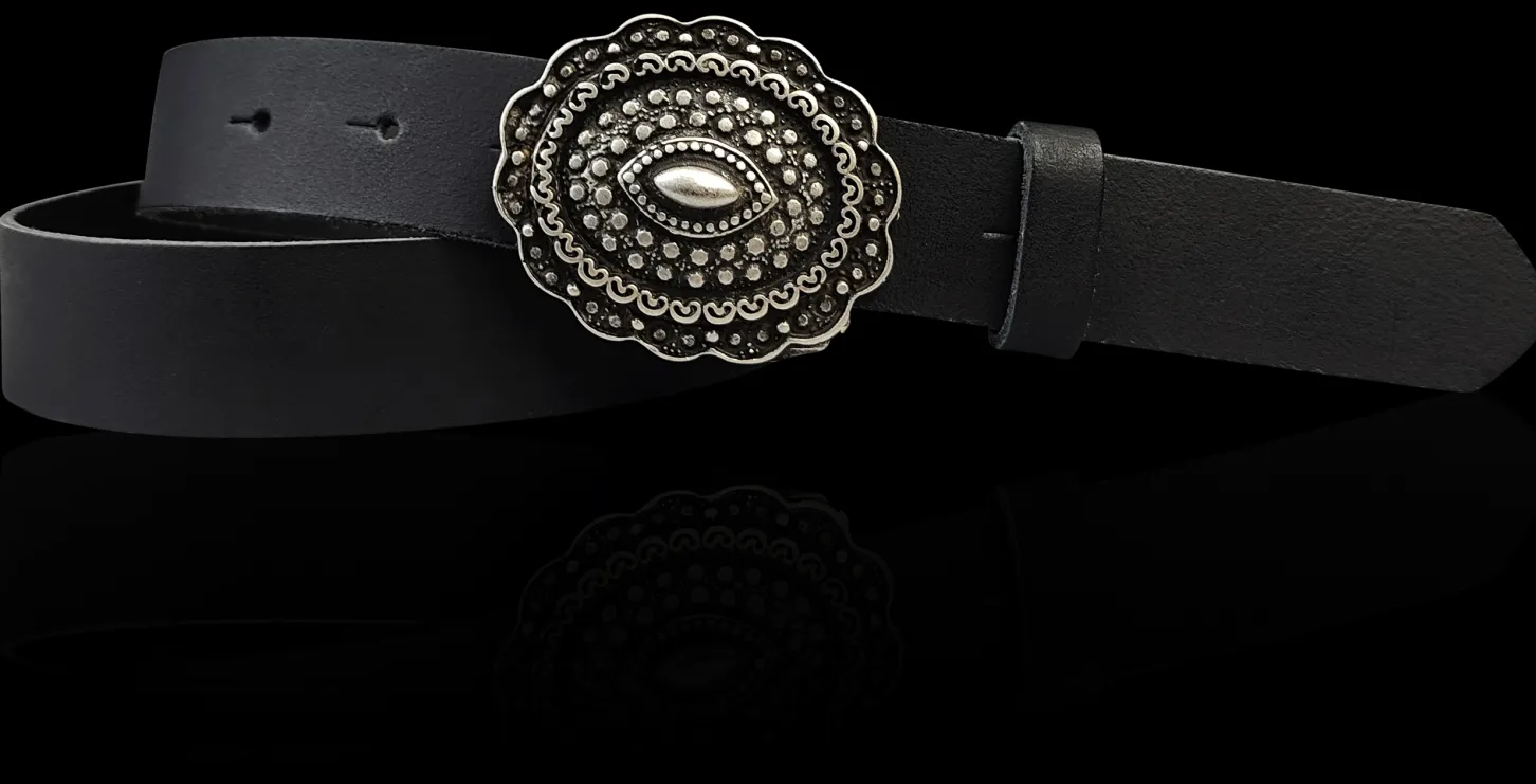 ZÜRS Landhaus Gürtel Damen 3 cm verzierte Gürtelschnalle echt Leder