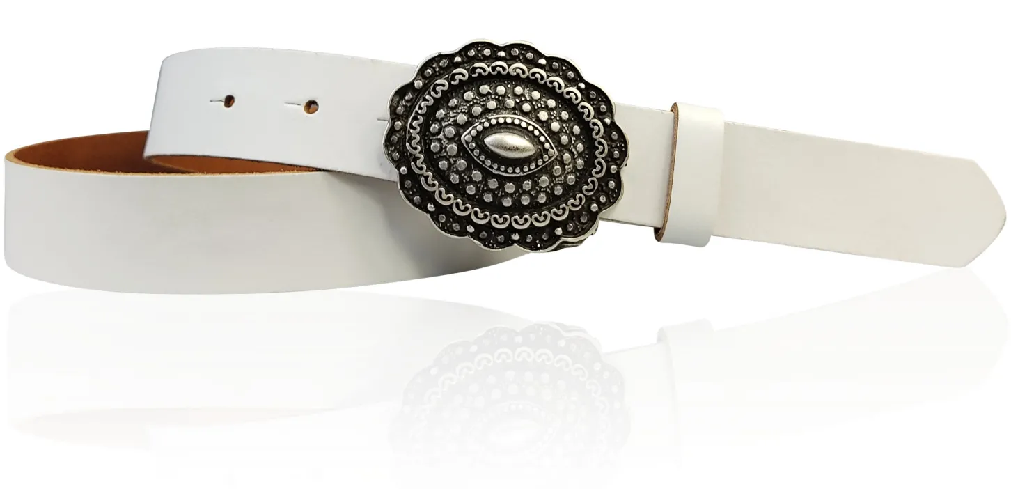 ZÜRS Landhaus Gürtel Damen 3 cm verzierte Gürtelschnalle echt Leder