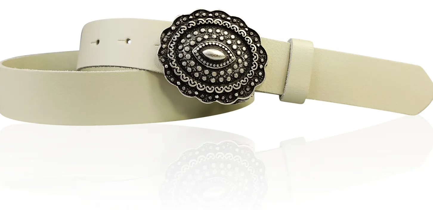 ZÜRS Landhaus Gürtel Damen 3 cm verzierte Gürtelschnalle echt Leder