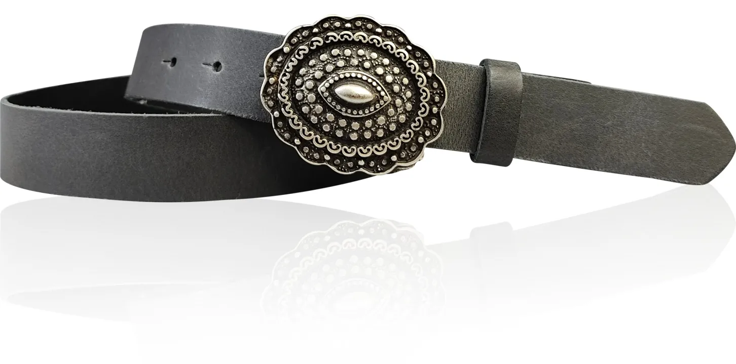 ZÜRS Landhaus Gürtel Damen 3 cm verzierte Gürtelschnalle echt Leder