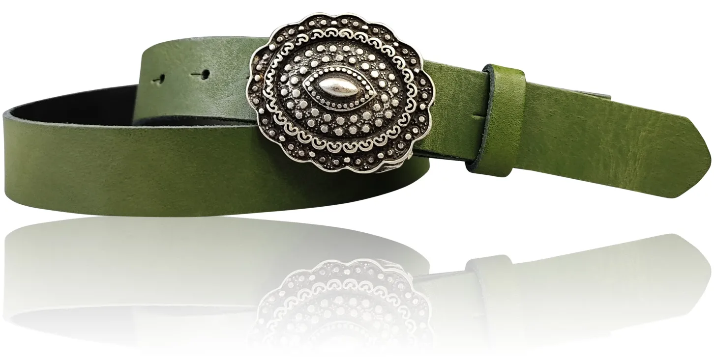 ZÜRS Landhaus Gürtel Damen 3 cm verzierte Gürtelschnalle echt Leder